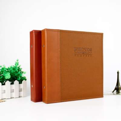 Luxury soft leather cover perfect post bound photo album memo paper slip in memory wedding scrapbook