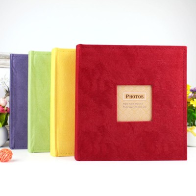 Latest fabric window cover photo album 4D photo slip in PP pocket with memo paper scrapbook photo album western design color