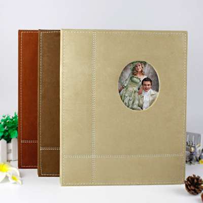 Magnetic photo album fabric corduroy cover screw post bound dry mount album scrapbook diy thick 40 pages  14 inch 280*360mm